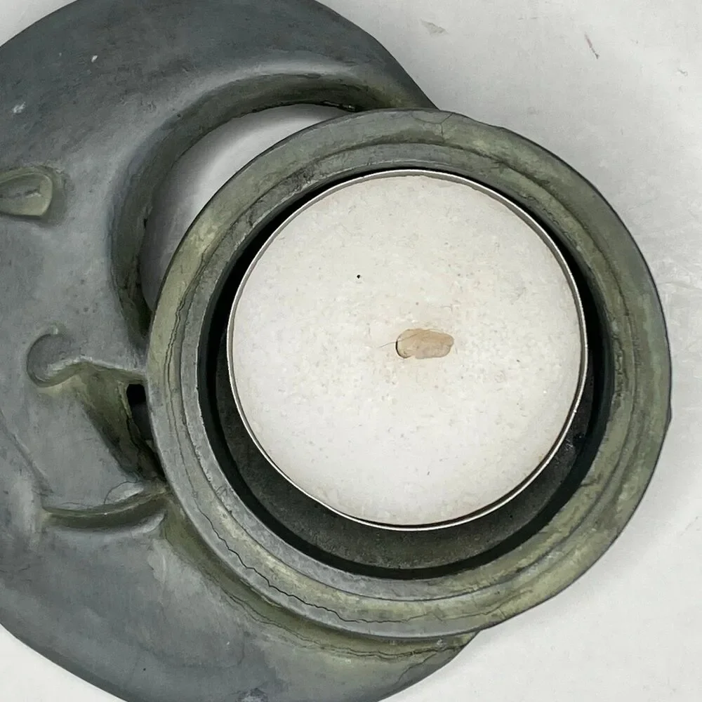 Pewter Celestial Moon Votive Tealight Candle Holder